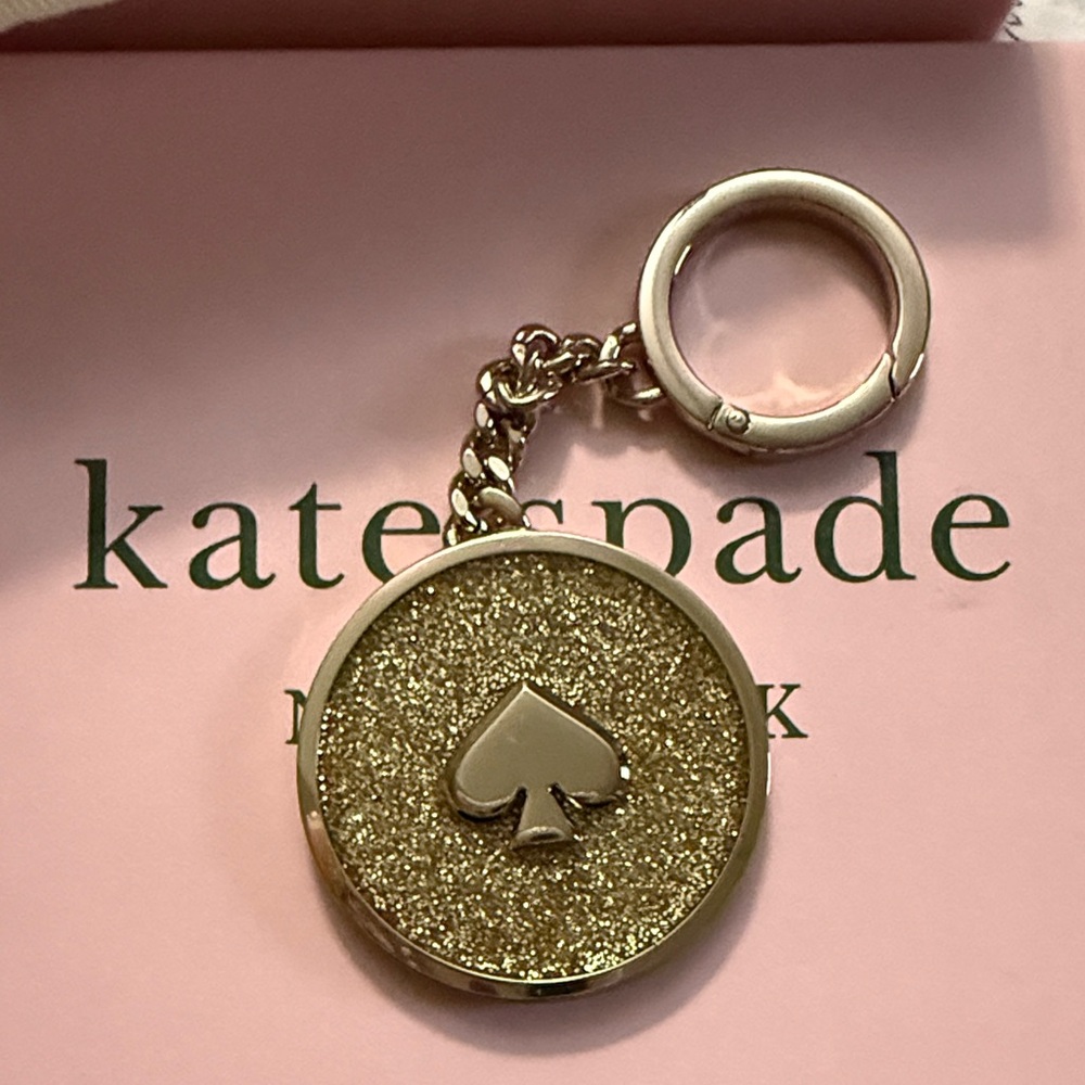 kate spade gold glitter spade keychain key & card holder - Picture 4 of 7